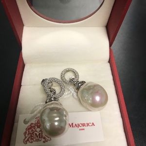 Sterling Majorica large pearl earrings